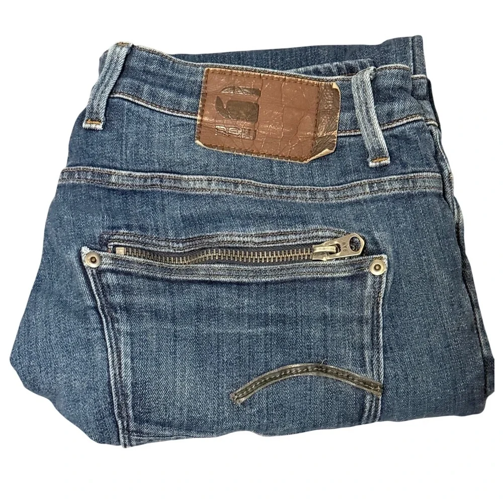 G-Star Raw Attacc Straight Mens Jeans Blue Denim Medium Wash Size 36x32